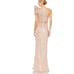 NWT MAC DUGGAL Apricot Sequin Embellished Puff One Shoulder Maxi Gown Women’s