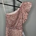 NWT MAC DUGGAL Apricot Sequin Embellished Puff One Shoulder Maxi Gown Women’s