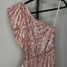 NWT MAC DUGGAL Apricot Sequin Embellished Puff One Shoulder Maxi Gown Women’s