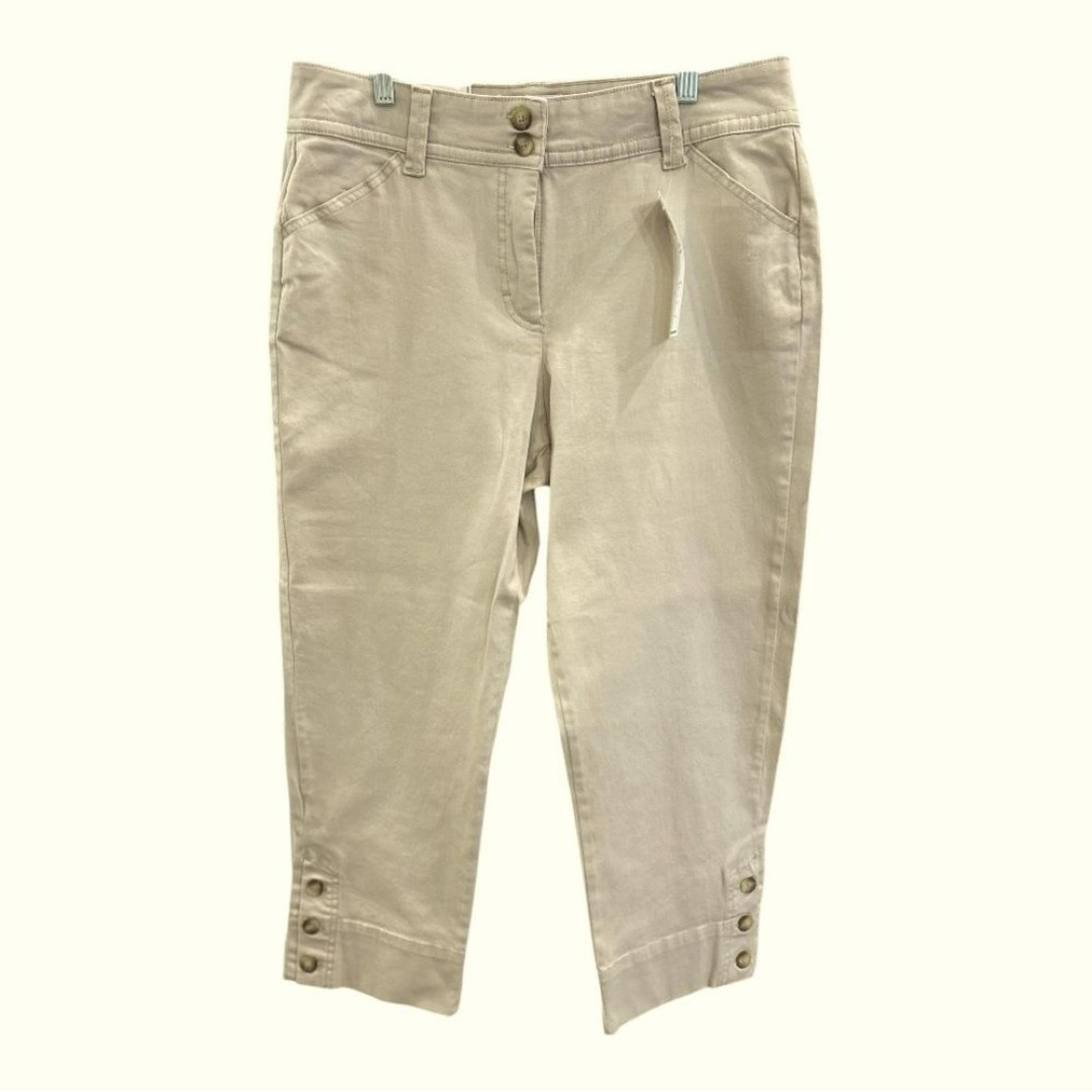 Charter Club Classic Fit Capris Pants Sand Sz12 Tummy Slimming relaxed hip/thigh