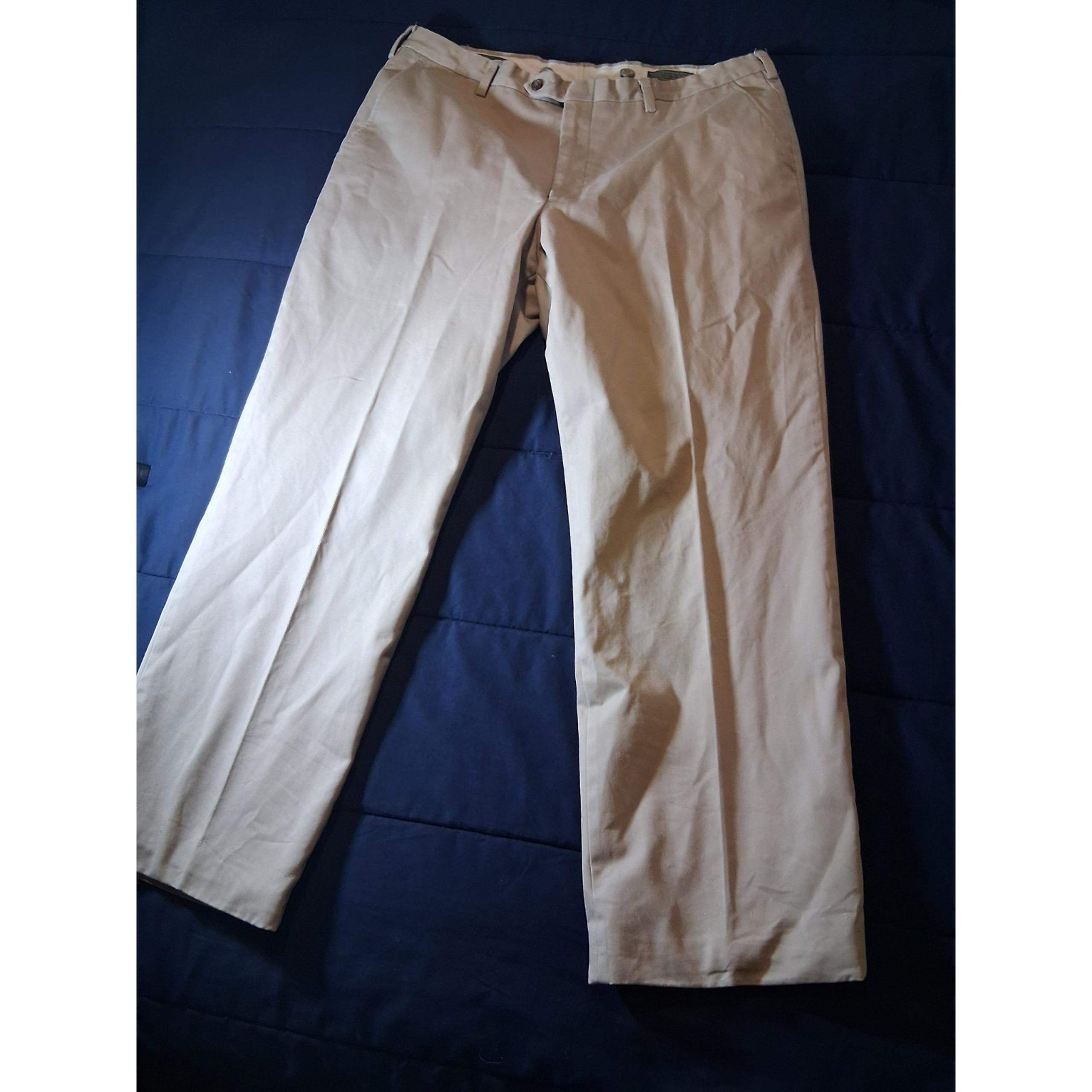 Berle Pants Mens 40 Beige 30" inseam Pleated Flannel Lined Chino Charleston SC