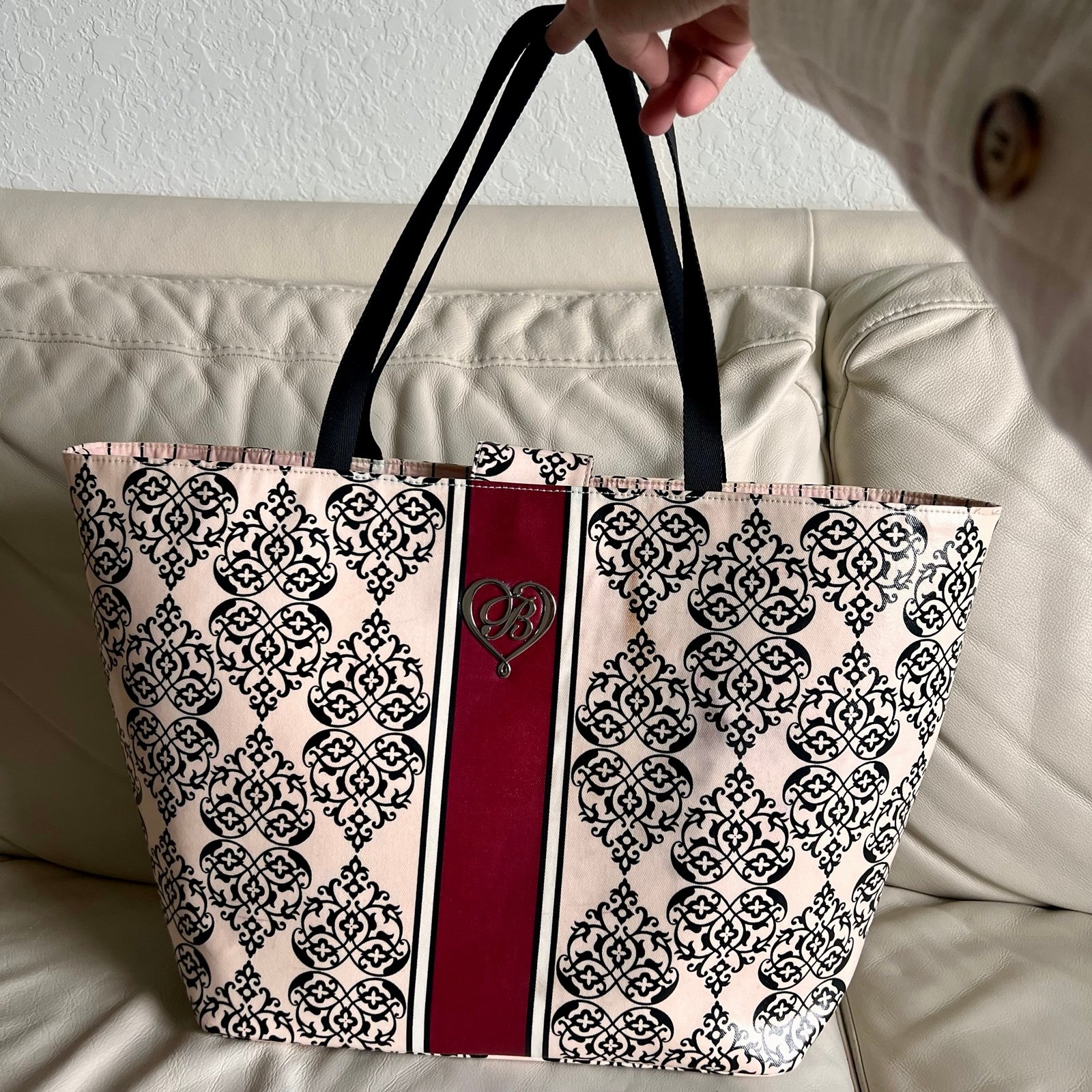 Brighton Elegant Black and Red Patterned Tote Bag