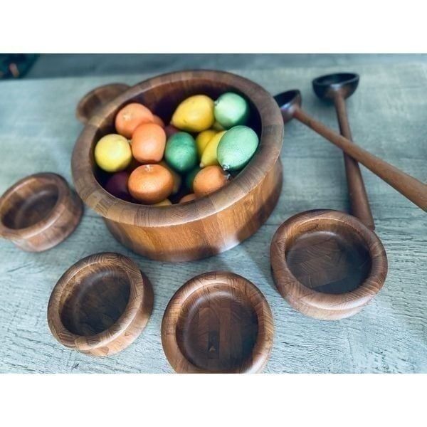 Mid century modern 1960's Danish Modern Digsmed Staved Teak Bowl set