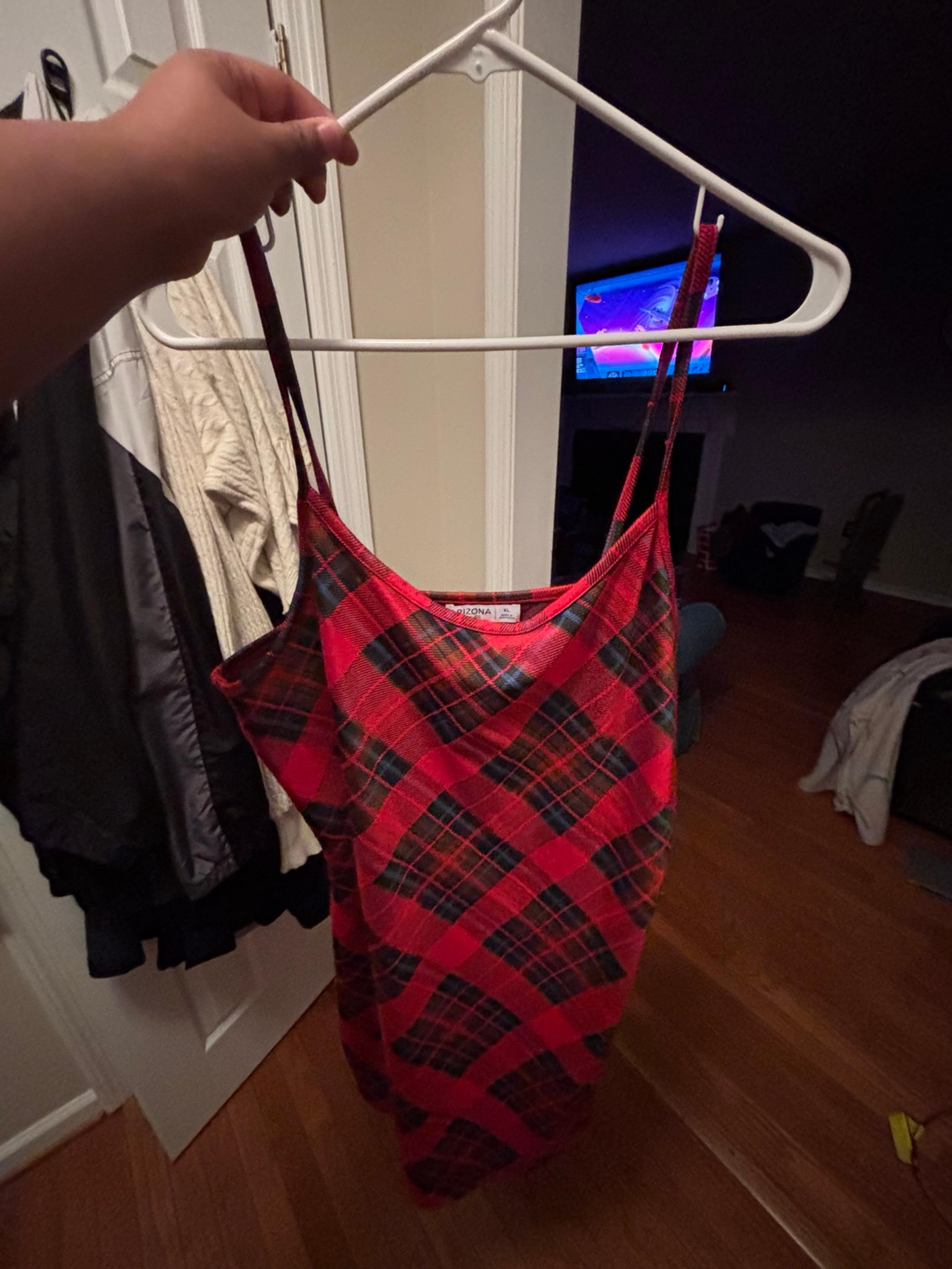 Red checkered mini dress