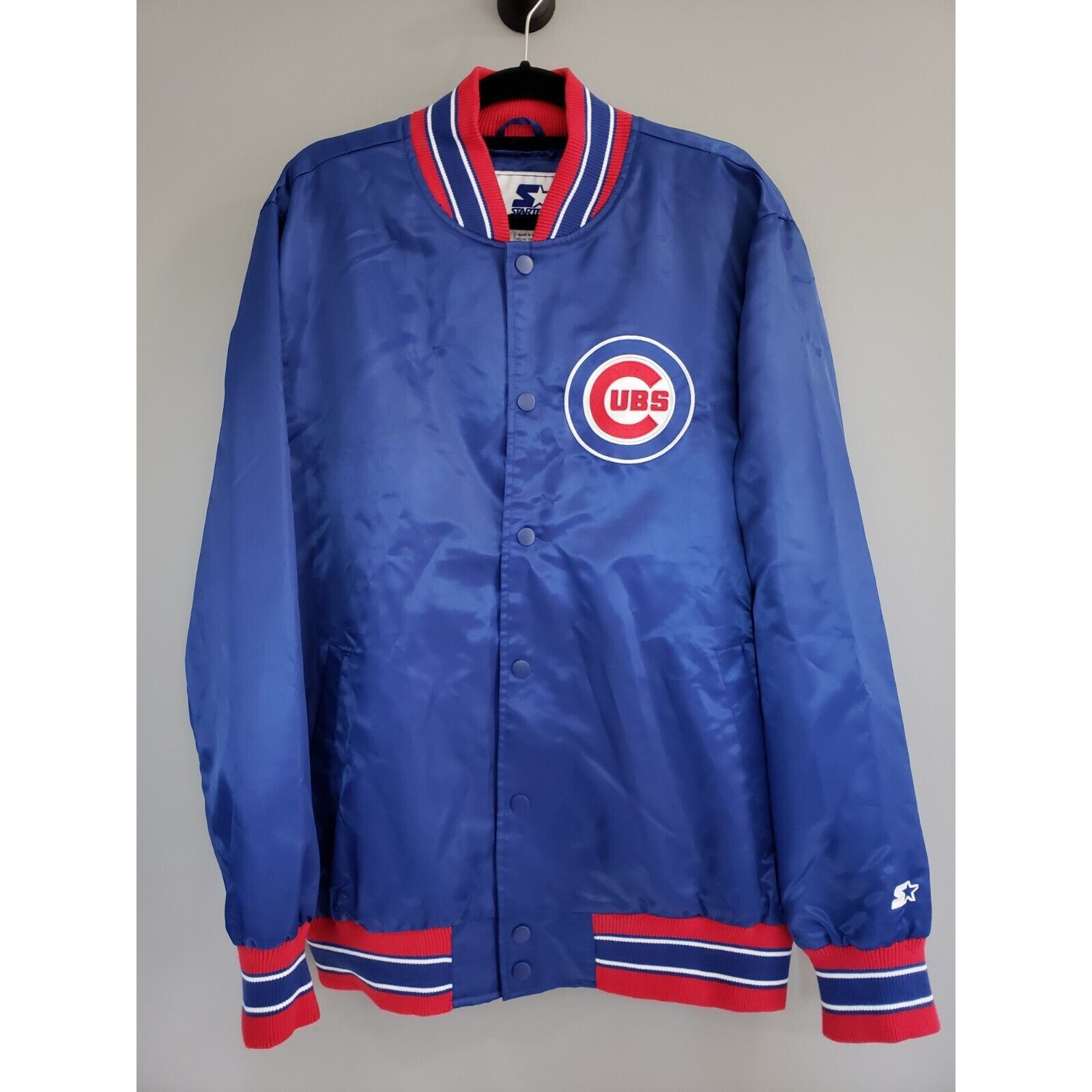 MLB Starter Vintage USA Made Chicago Cubs Baseball Satin Jacket Men's XL Snaps