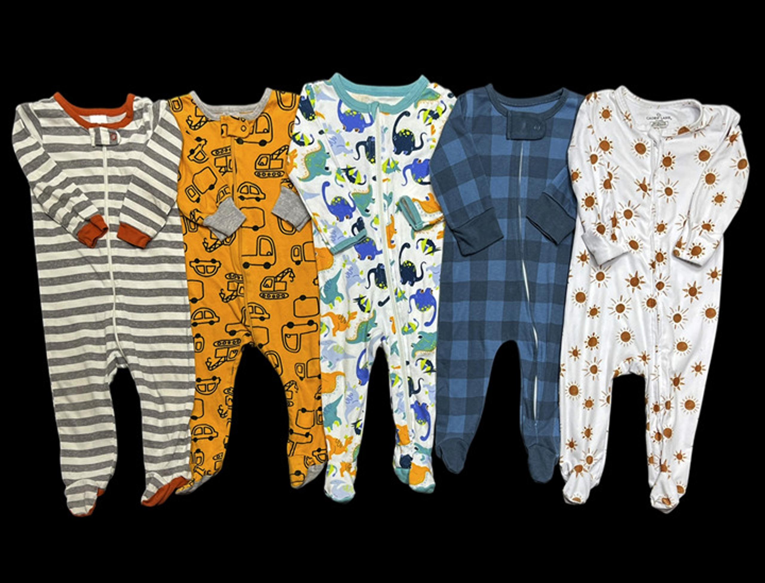Baby Boy 6-9 Months Summer Cotton Zip Up Footed Sleeper Pajama Lot Bundle