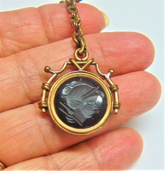 Antique Victorian Watch Fob Carnelian Intaglio Charm Pendent 1800's BeadRage