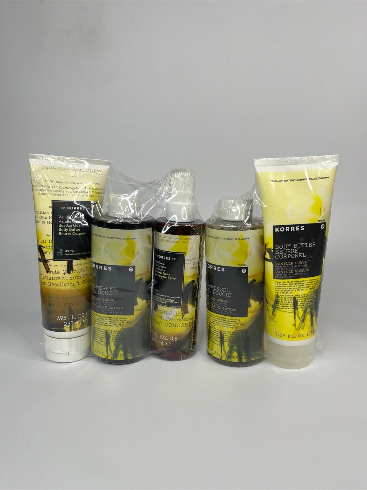 KORRES VANILLA GUAVA Lot 5 Pcs Body Butter Shower Gel Spray SEALED NEW