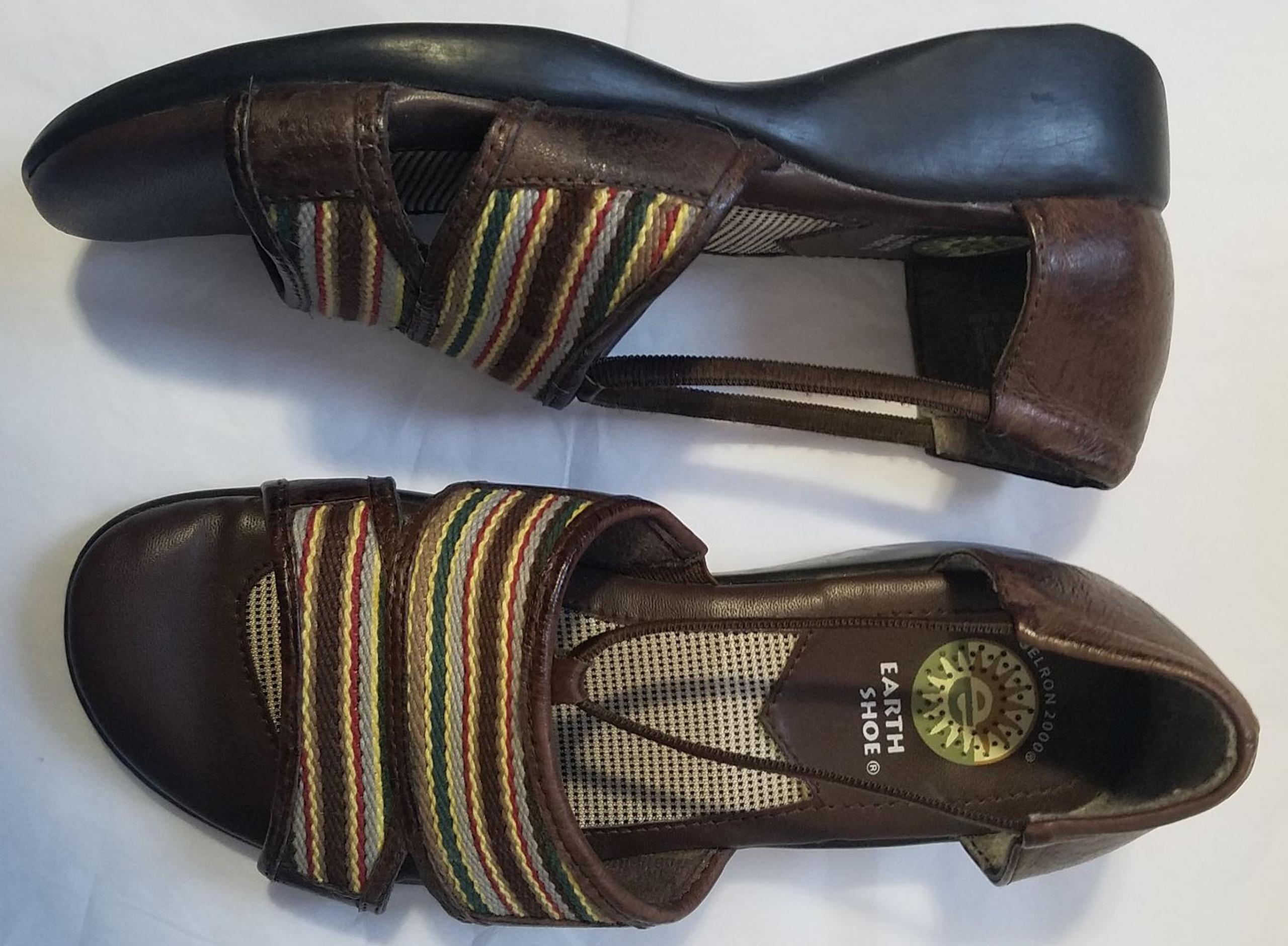 Earth Sandal/Shoe Brown/Striped Leather