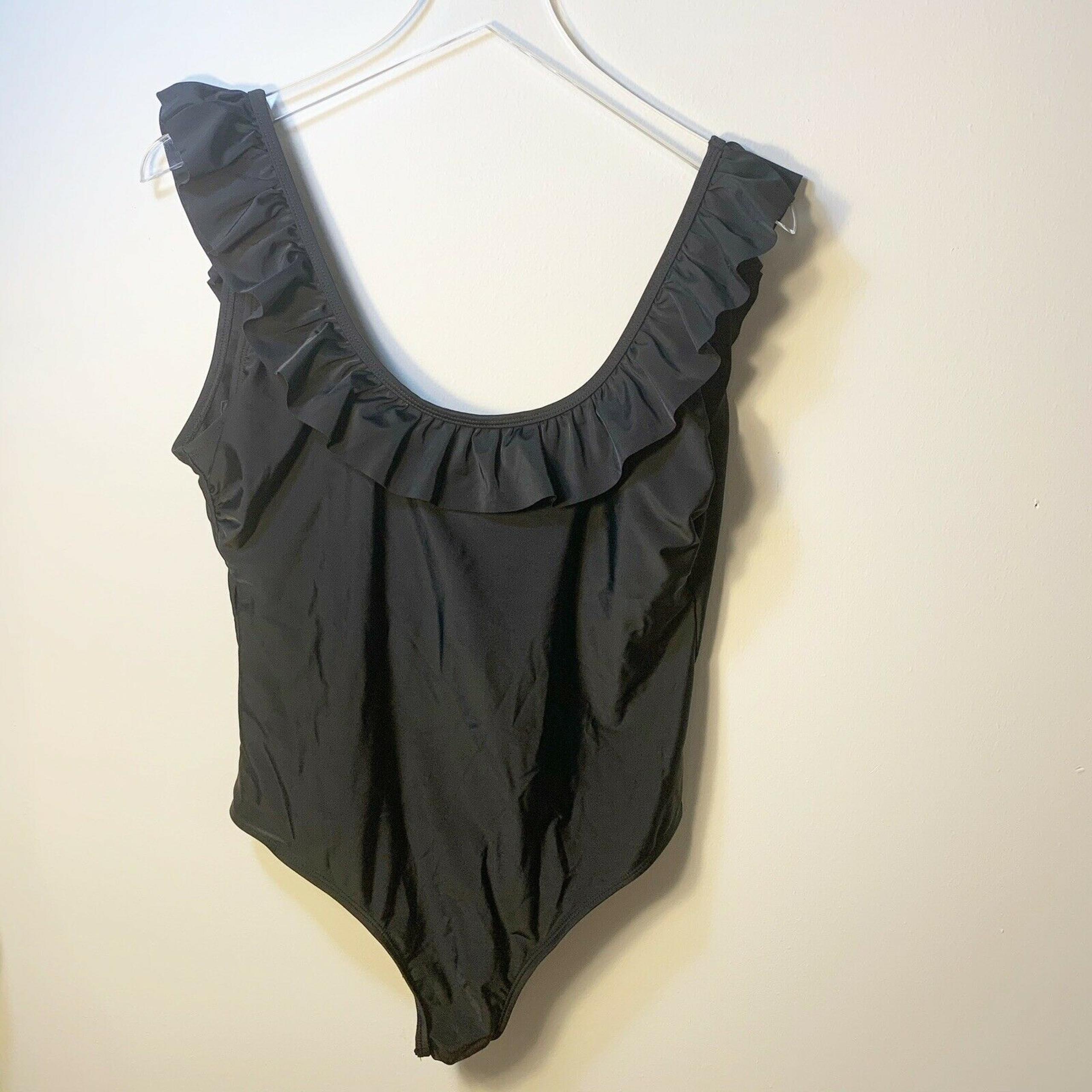 Sugar Coast By Lolli Women's Large Ruffle One Piece Swimsuit Black