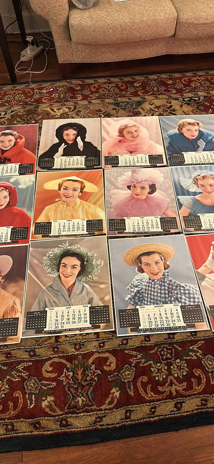 JAN-DECEMBER 1956 Pretty Gal Birthday Month Calendar Art Print (16 X 24 ) Rare