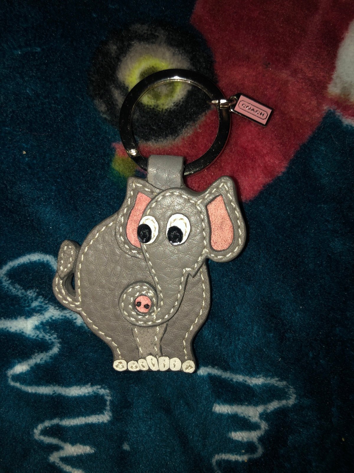 Coach Skinny Gray Grey Elephant keychain charm RARE