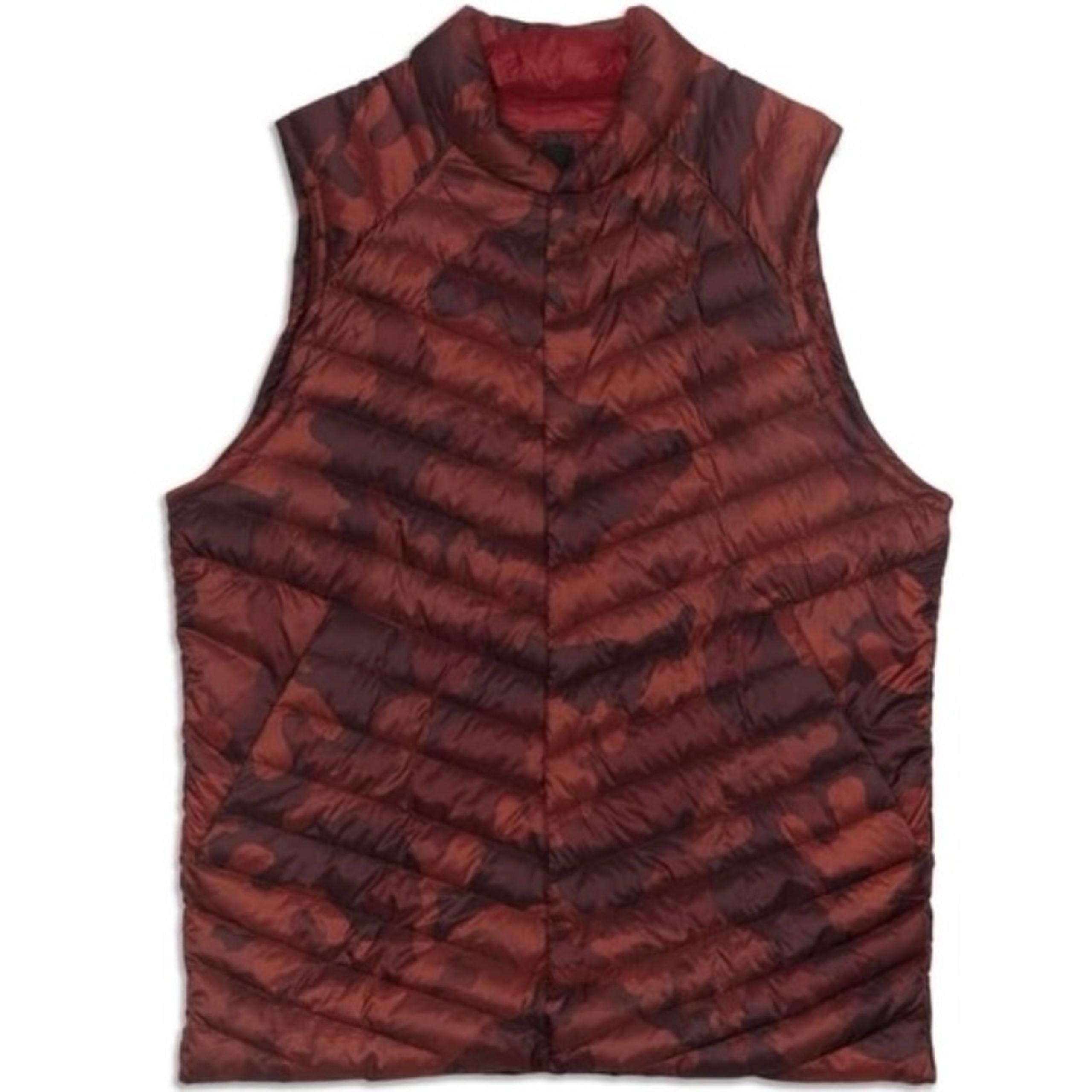 Lululemon Puffer Vest Men's XL Goose Down Smokescreen Camo Red Snap Utility