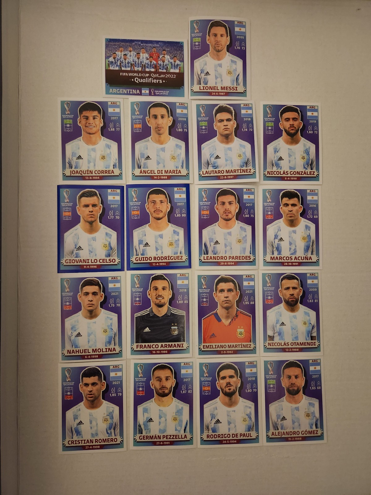 2022 Panini FIFA World Cup Qatar Stickers - Argentina 18 stickers lot