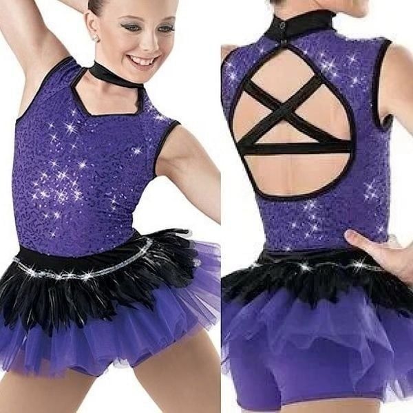 WEISSMAN Dance Costume purple sassy sequin tutu Glamorous 7955 Child LC