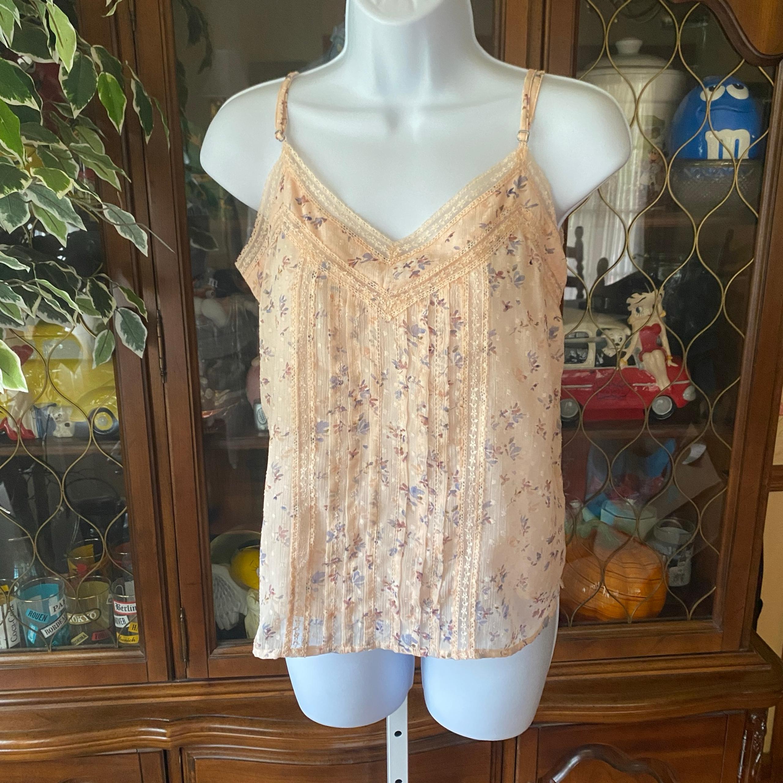 Abercrombie and Fitch Pink Lace Floral Cami Camisole Tank Top Women’s Size Small