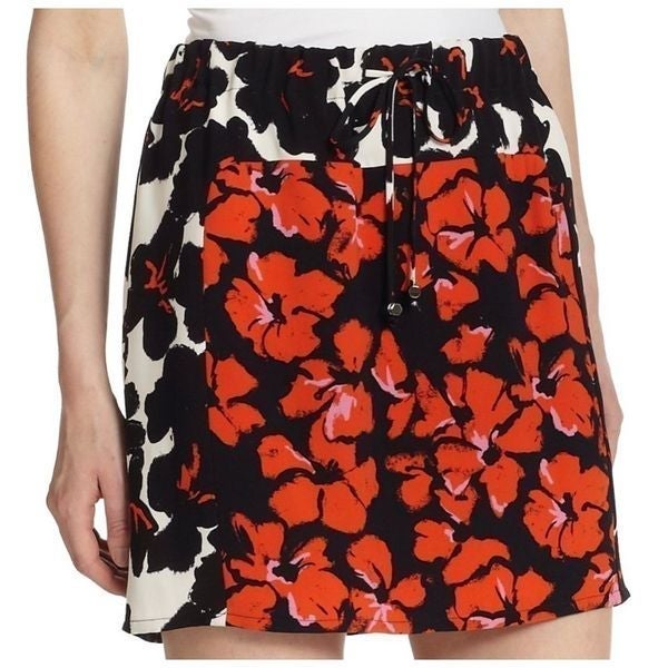A.L.C. Nicholson Floral Print Skirt Silk Red Black Size 4