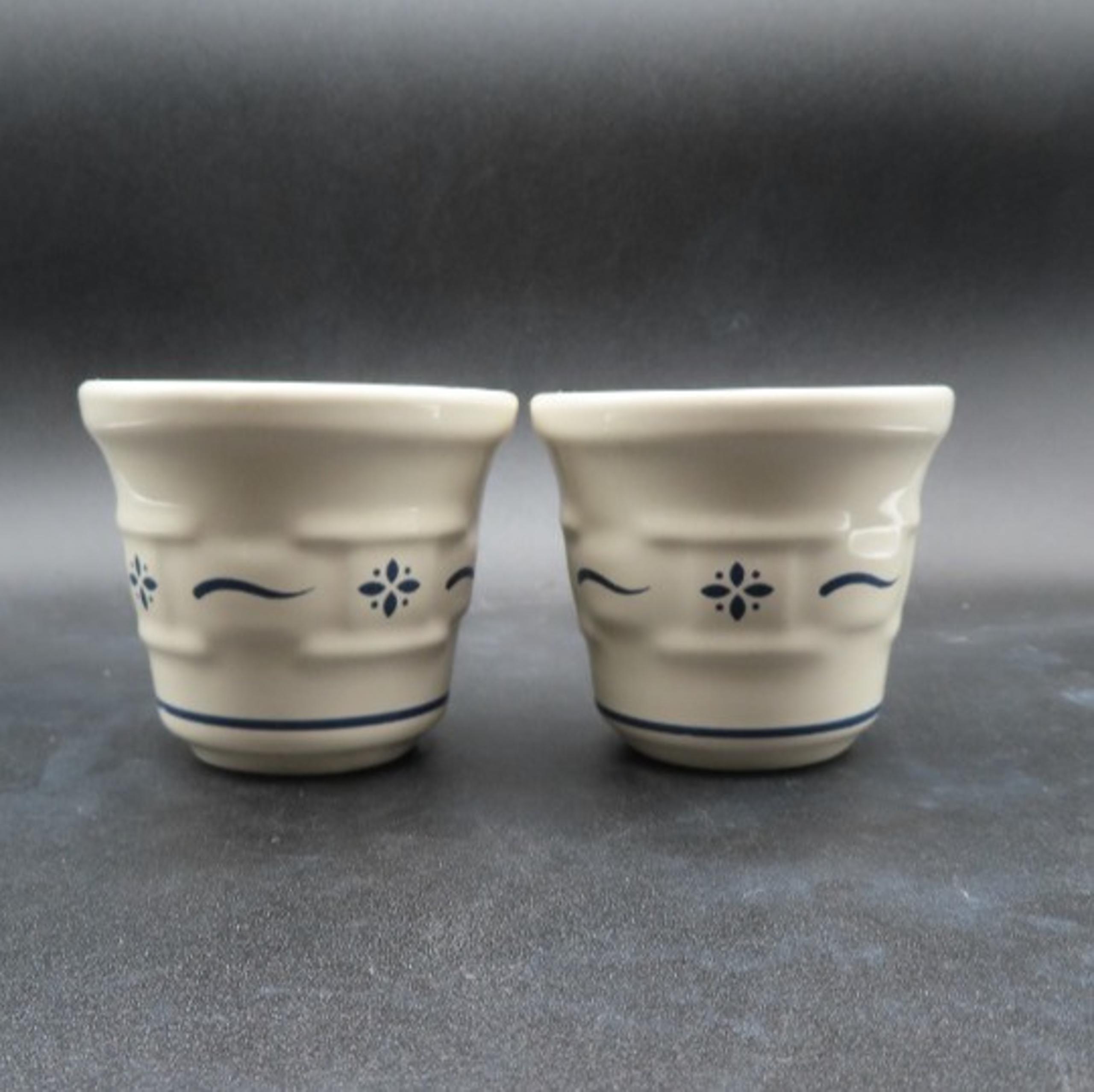 Set of 2, Longaberger Pottery Woven Traditions Blue Votive Candle Holder