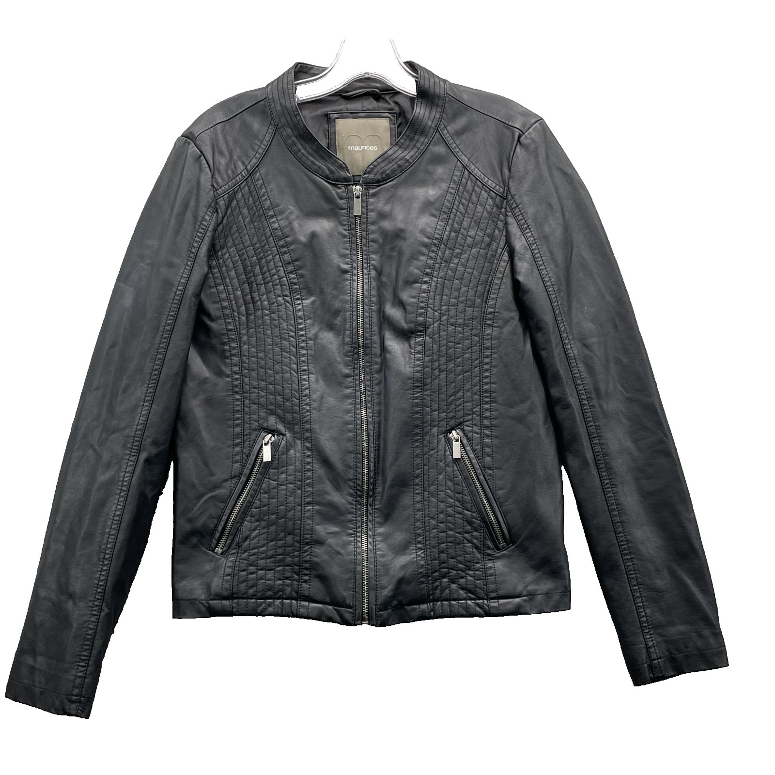 Vegan Leather Motorcycle Jacket Women Med 90s Biker Western Grunge Chic - Maurices