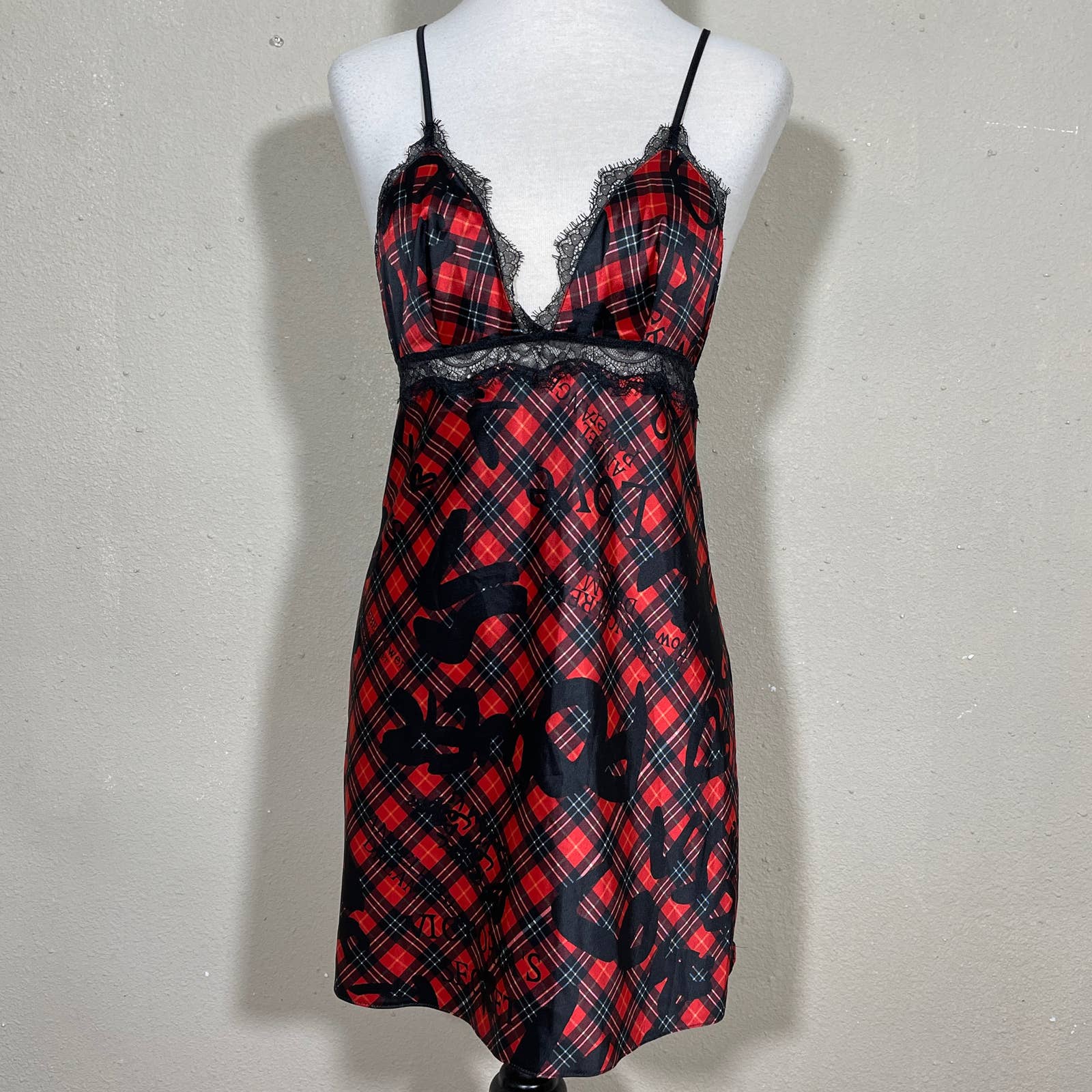Victoria’s Secret SZ S slip dress red plaid