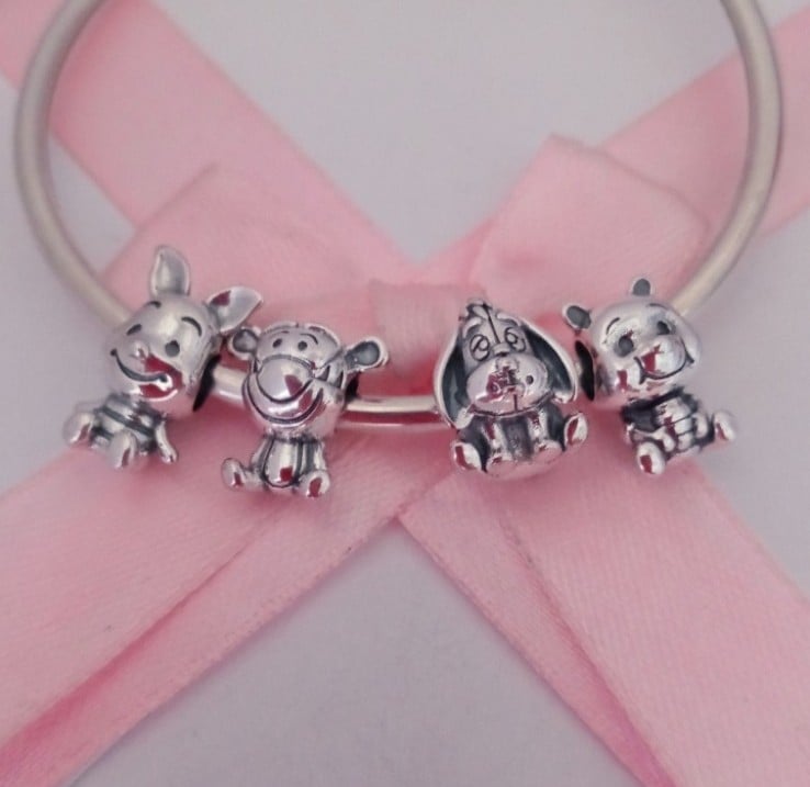 4 charms S925 Winnie the Pooh + Baby Pigglet, Tigger & Eeyore charms
