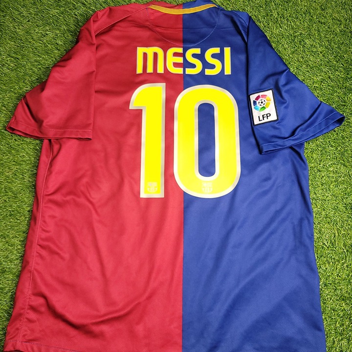 Messi Barcelona TREBLE SEASON 2008 2009 Home Soccer Jersey Shirt L