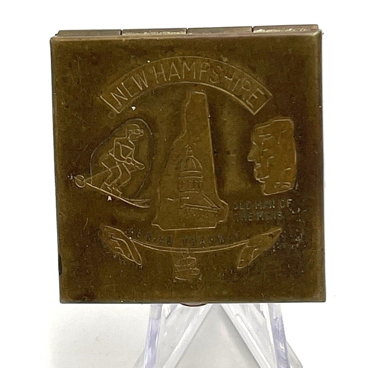 Vintage New Hampshire brass pill box Old Man of The Mountain Aerial Tramway
