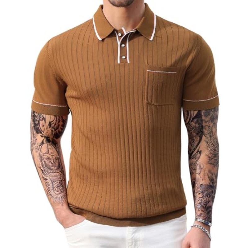 PJ Paul Jones Size XL Men's Short Sleeve Rust Orange Knit Collared Polo Shirt