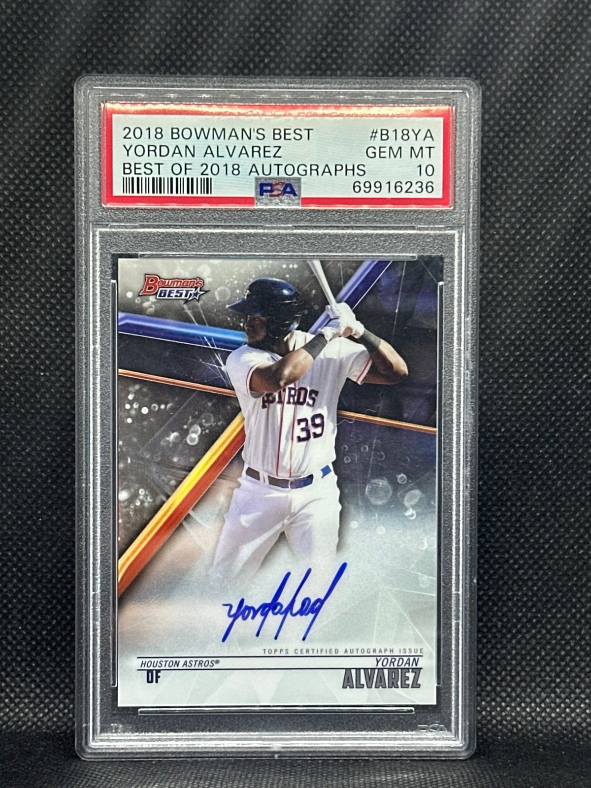2018 Bowman's Best Yordan Alvarez Best of '18 Auto #B18YA PSA 10