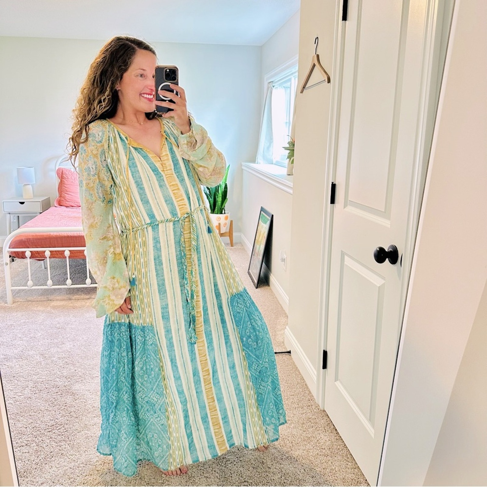 Tuckernuck D’ascoli Blue Cotton Floral Long Sleeve Maxi Dress Large