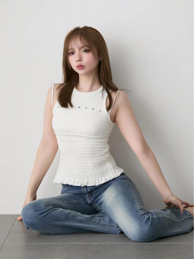 ANDMARY】Ami shirring logo tops