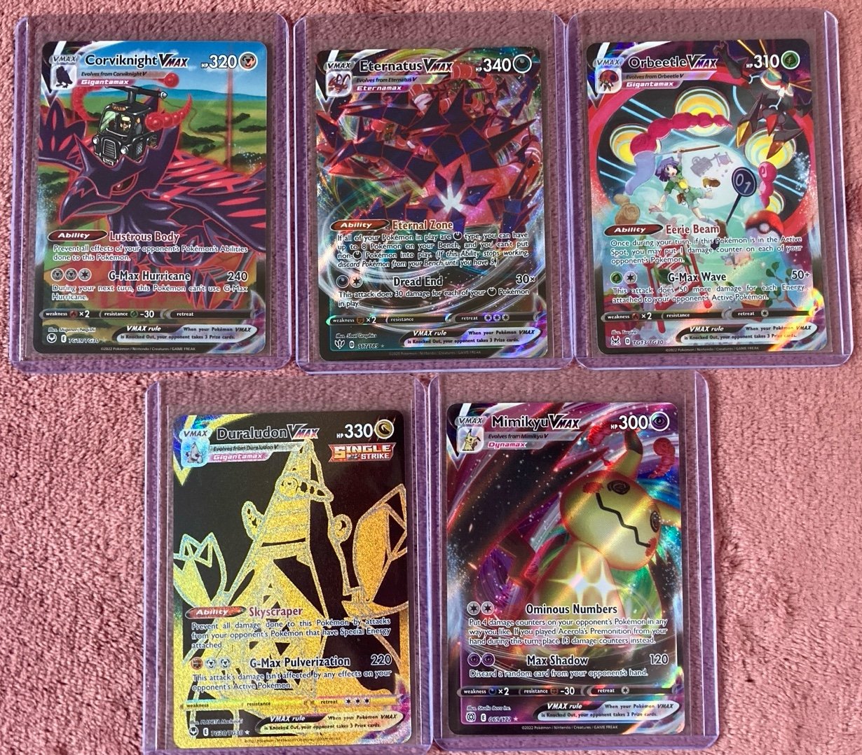 Pokémon 5 Card Lot Secret/Ultra Rare V & VMax Mimikyu Corviknight MINT RARE