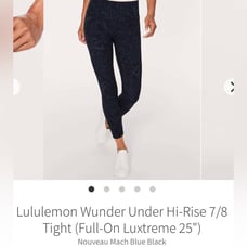 LULULEMON Wunder Under Hi-Rise Full-On Luxtreme 28 Nouveau Mach Blue Blk