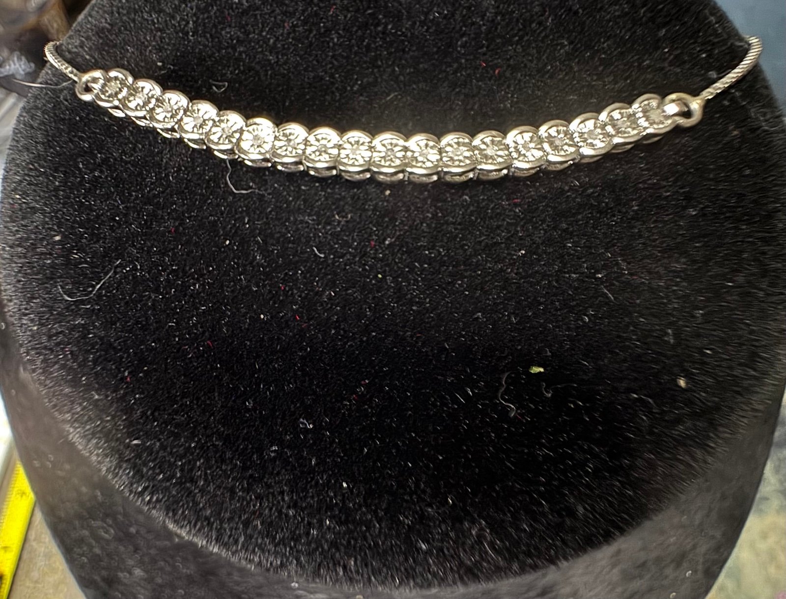 Sterling Silver 1/10 Ct Diamond Adjustable Bracelet ~ 3.2g