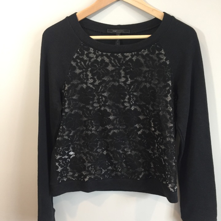 BCBGMAXAZRIA Colleen Sheer Lace Top SM