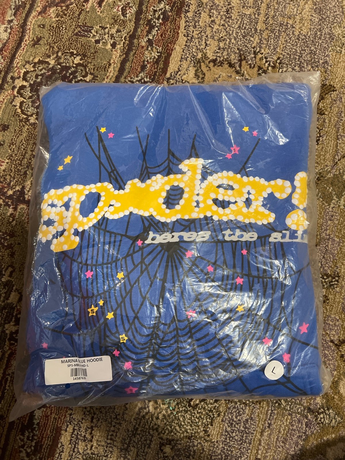 Brand New Sp5der Marina Blue Hoodie Size Large