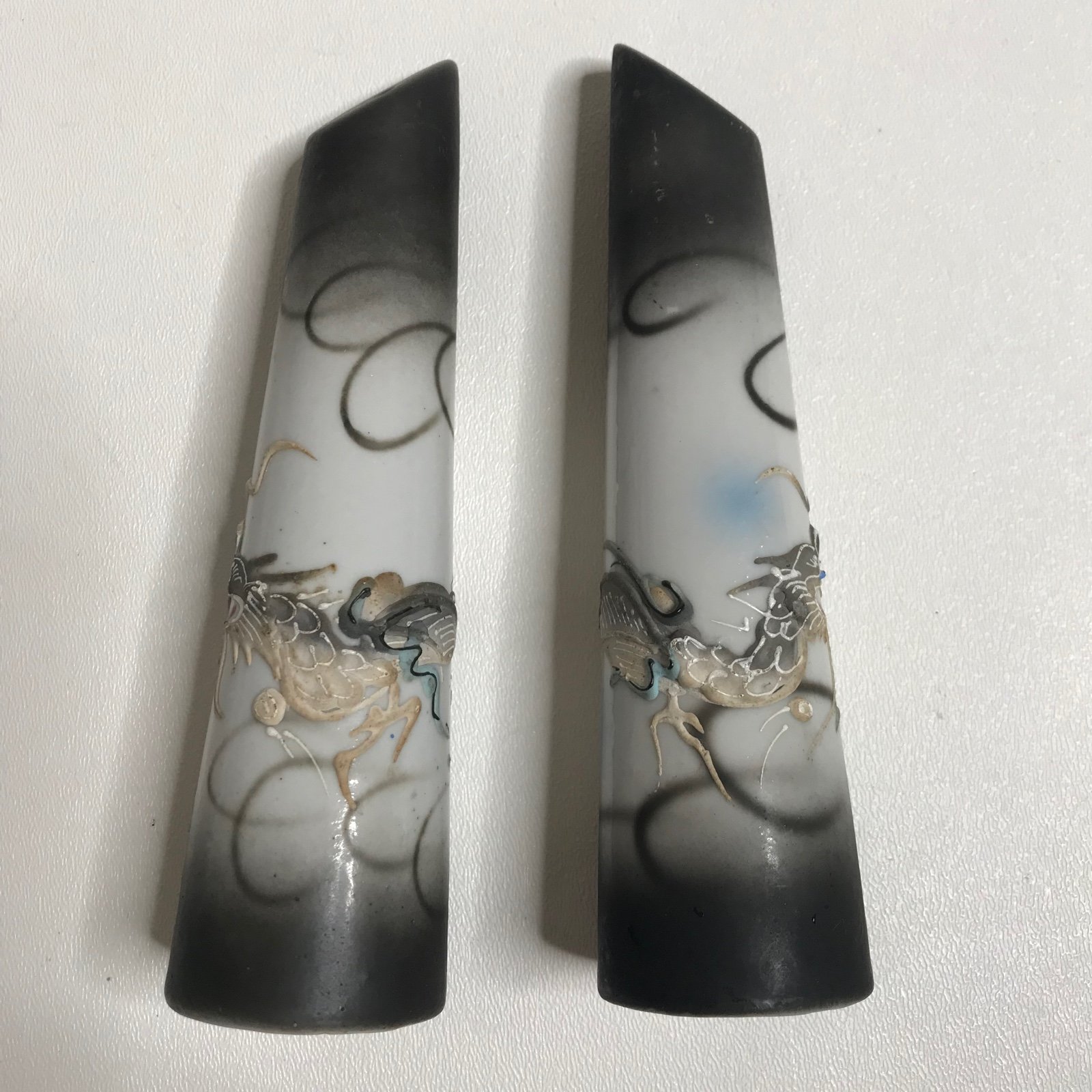 VINTAGE Japanese Moriage Dragonware Salt & Pepper Shakers - Japan 6.25” Tall.