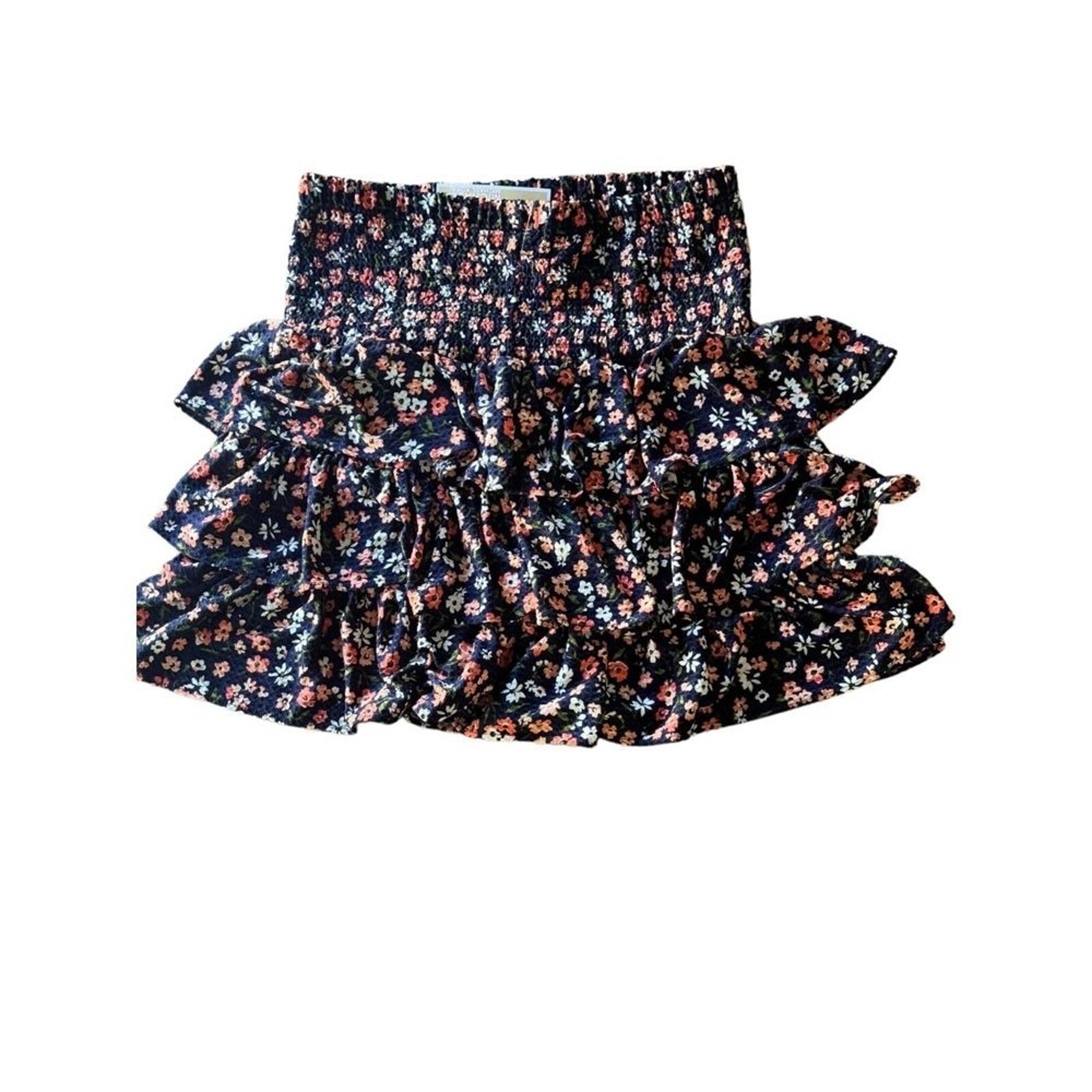 Michael Kors Black Floral Ruffle Mini Skirt Women's Size S NWT