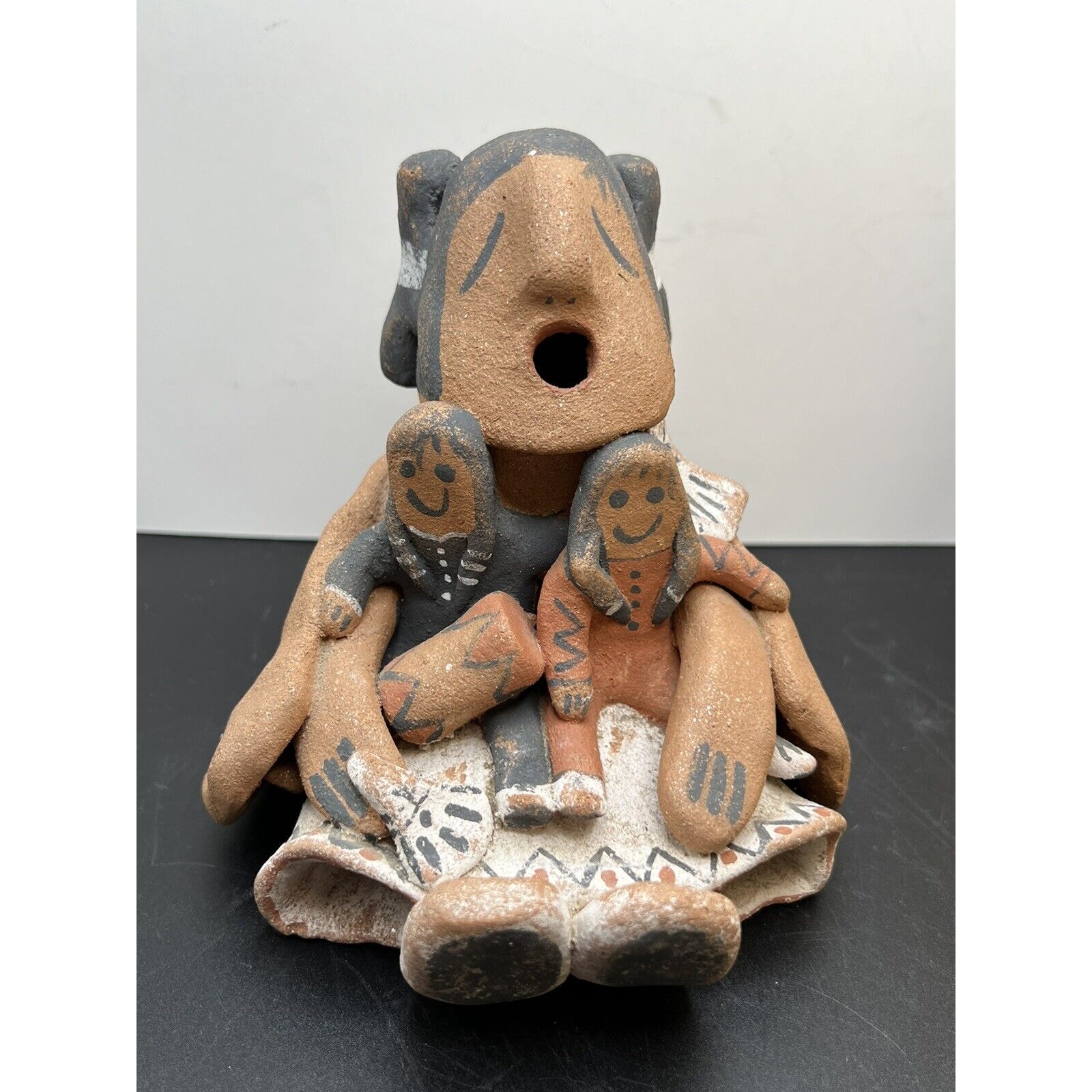 Native American Southern Storyteller Terracotta Clay Signed Vintage1993