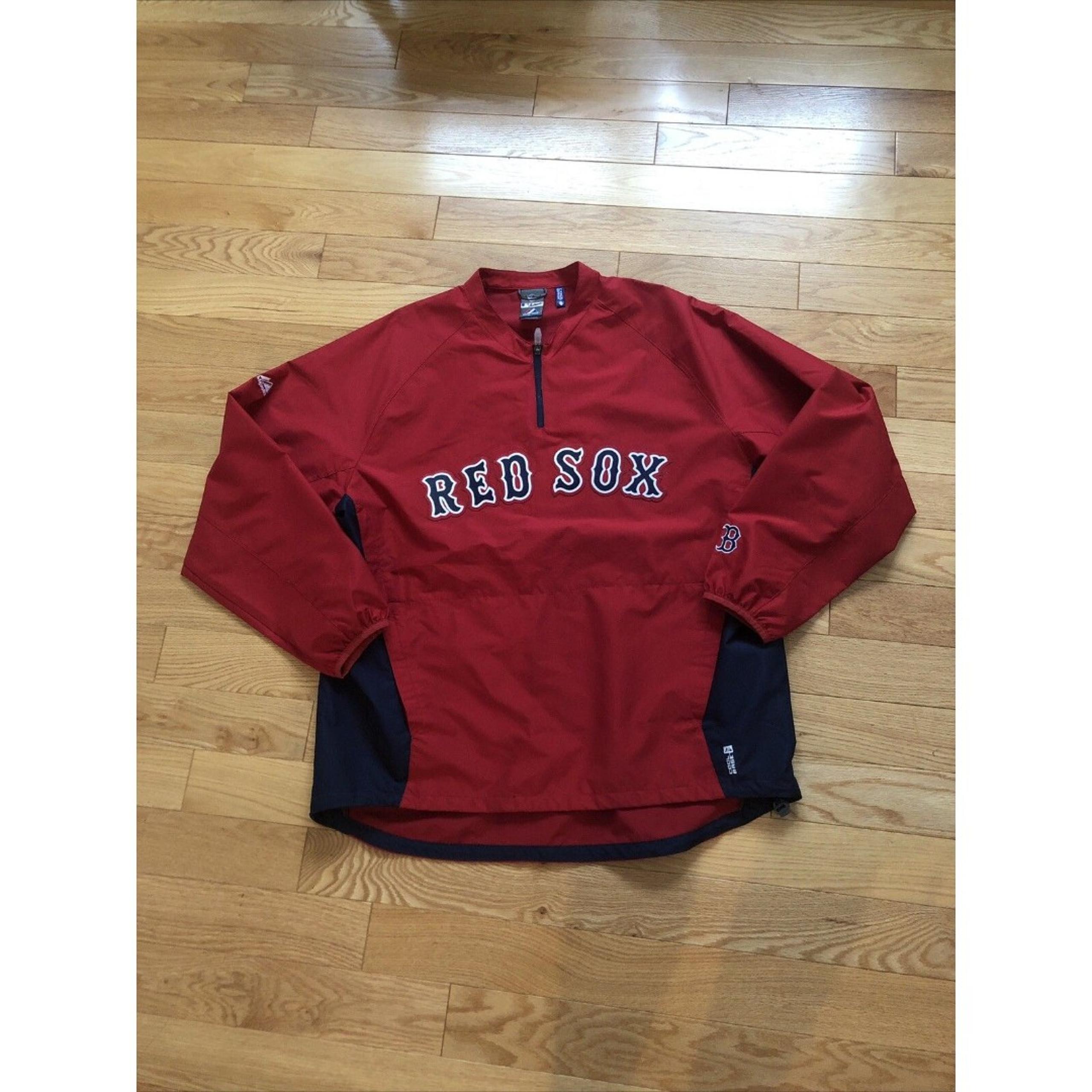 Majestic Pullover 1/4 Zip Boston Red Sox Jacket Mens XL Dugout Cool Base Red MLB