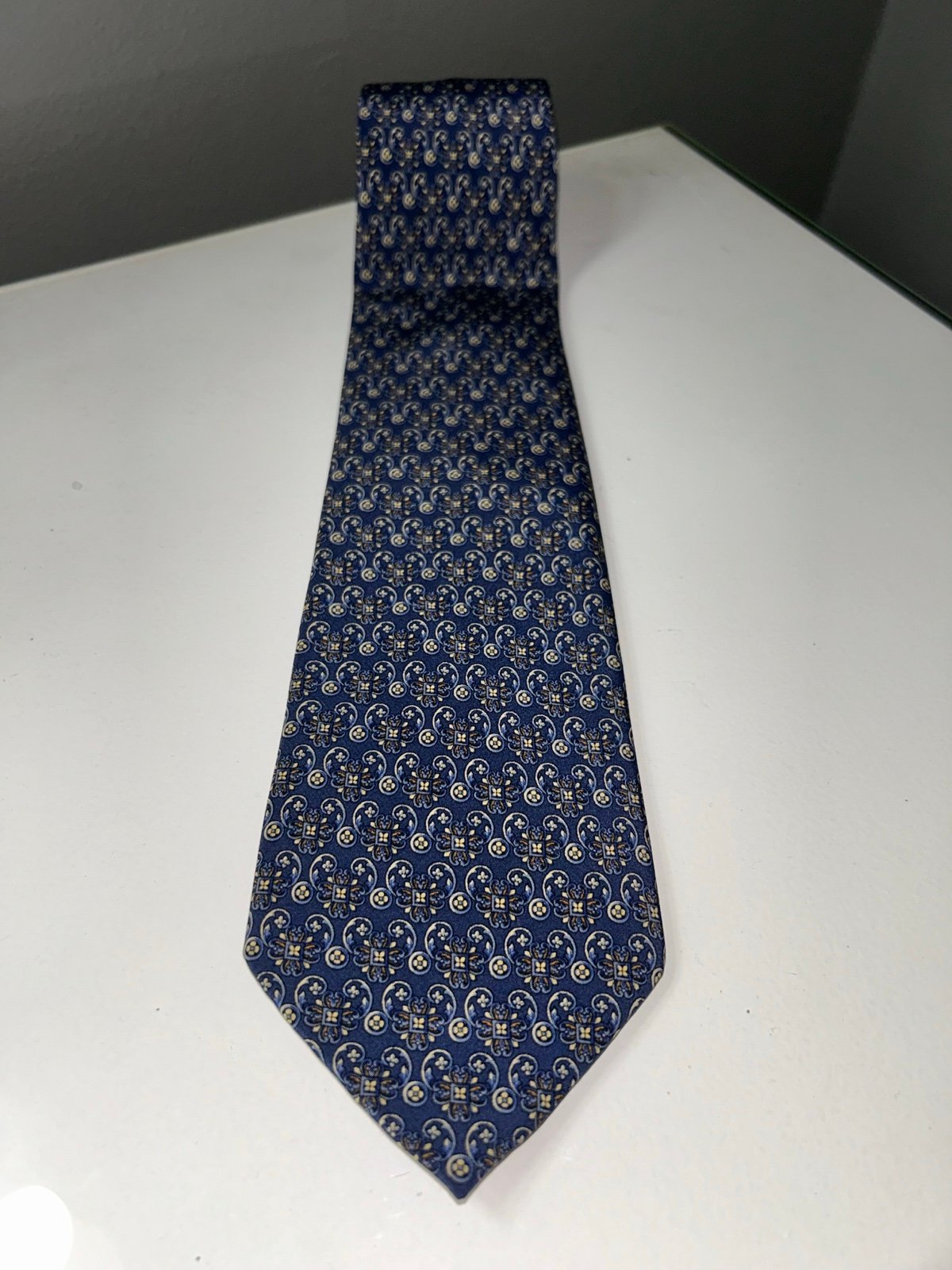 Vintage Christian Dior Monsieur Blue Paisley Men's Silk Tie