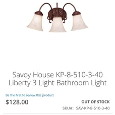 Brand New Savoy House 2 Bulb Vanity Ligh