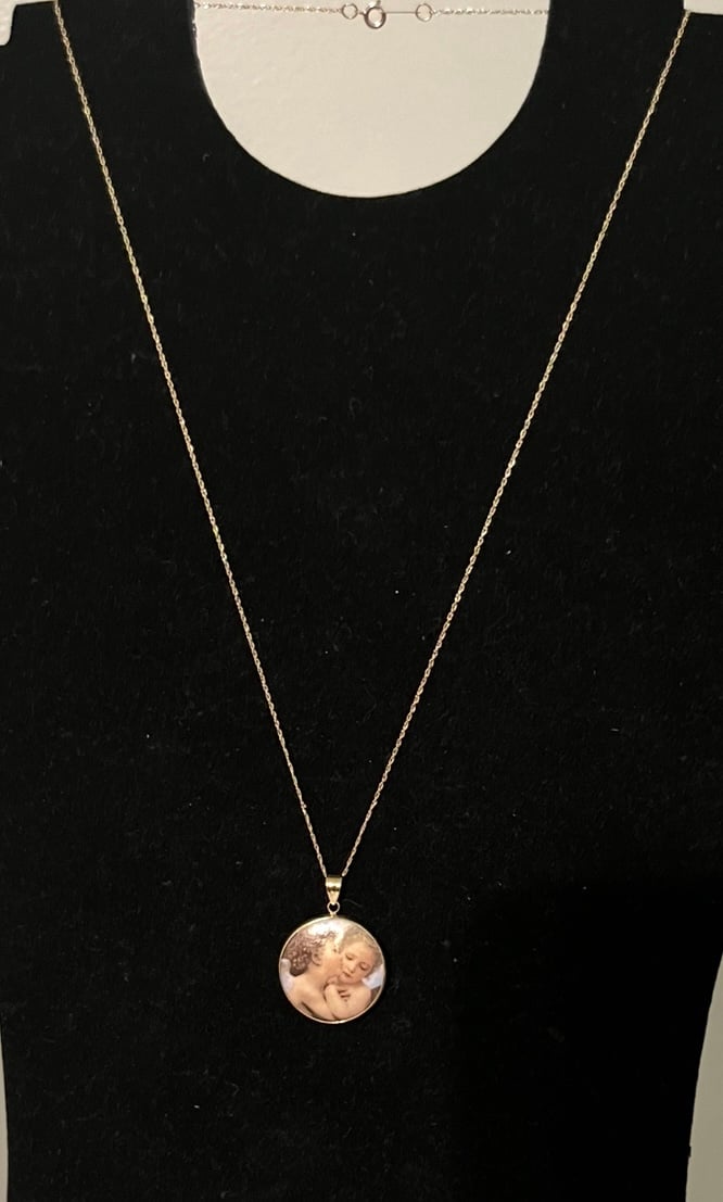 10KT Yellow Gold 18 Angel Necklace/Pendant Combo Vintage New 1.25 Pendant 3.3G