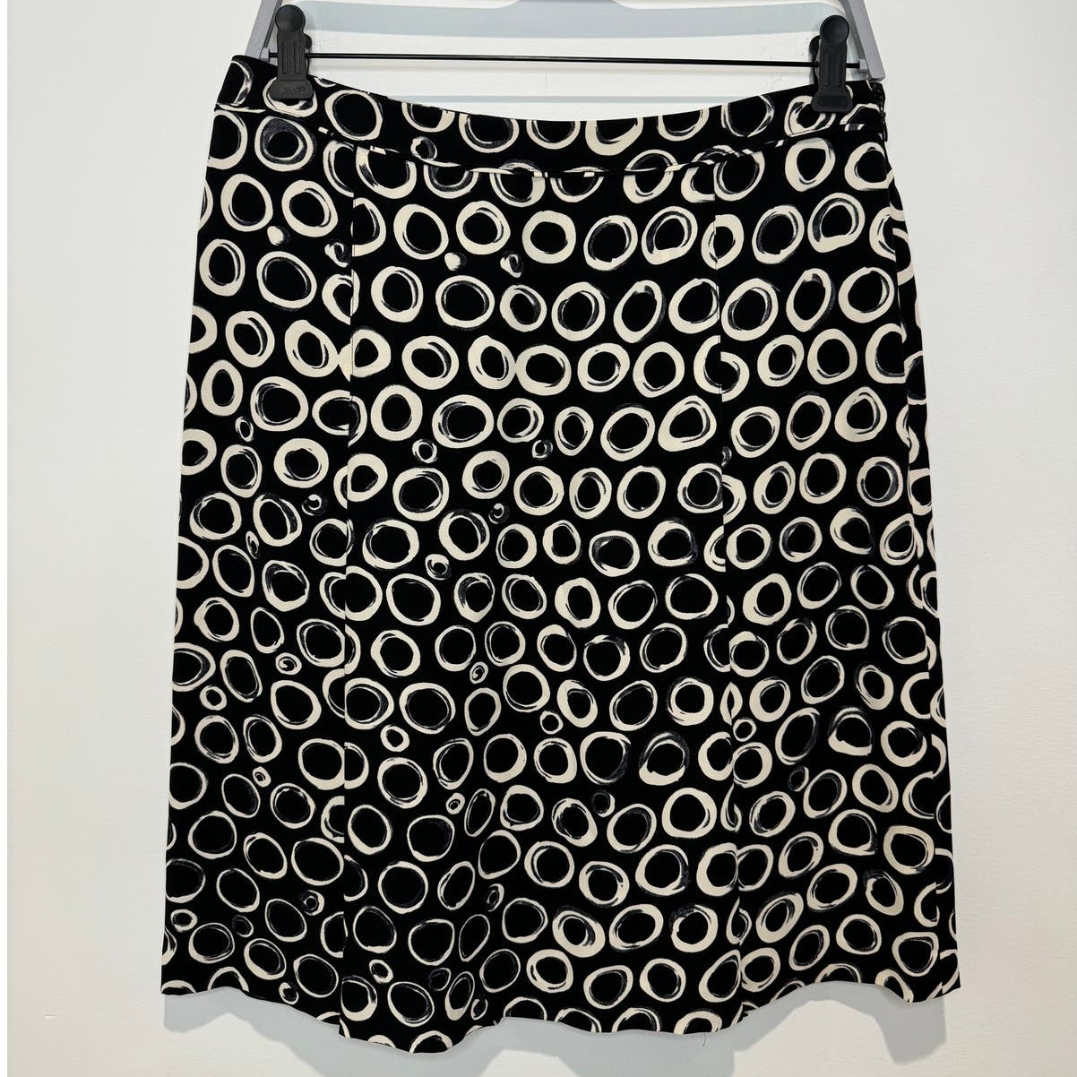 Linda Allard Ellen Tracy Silk Black/White Circle Skirt, Size 6 Petite