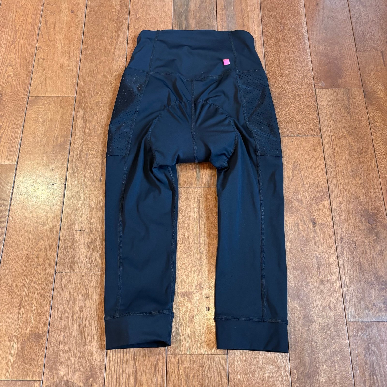 Womens Terry Cropped Cycling Leggings Black Chamois Pockets Made in USA sz S