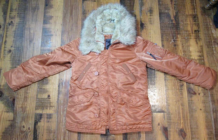 Alpha Industries Burnt Orange Hooded Faux Fur Parka Flight Jacket Large N-2B