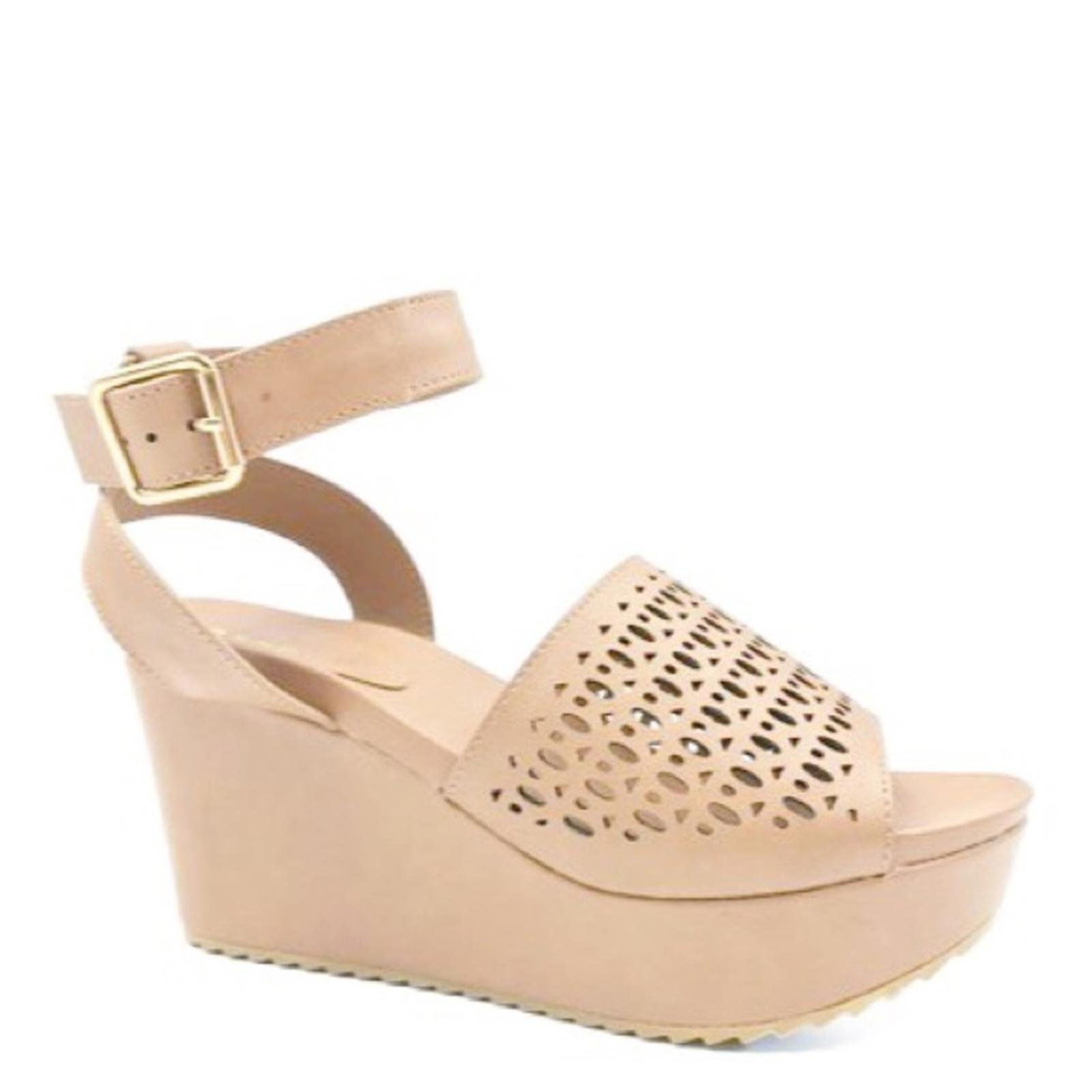 Bamboo Nude Wedge Platform Ankle Strap Sandals, Size 10M New w/o Box