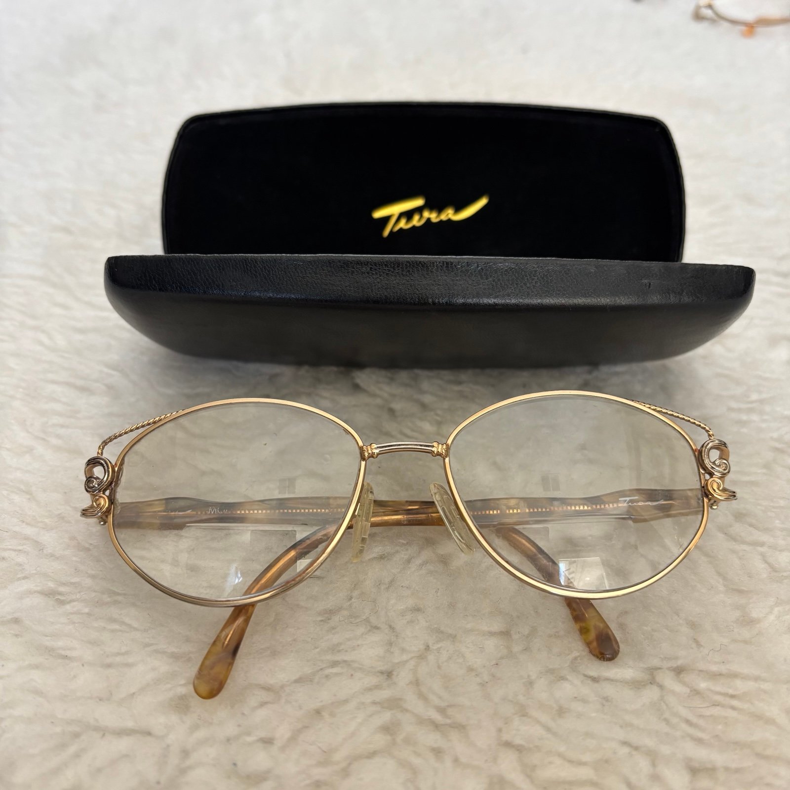 Tura Vintage Gold Tone Eyeglasses Frame Only w/ Case