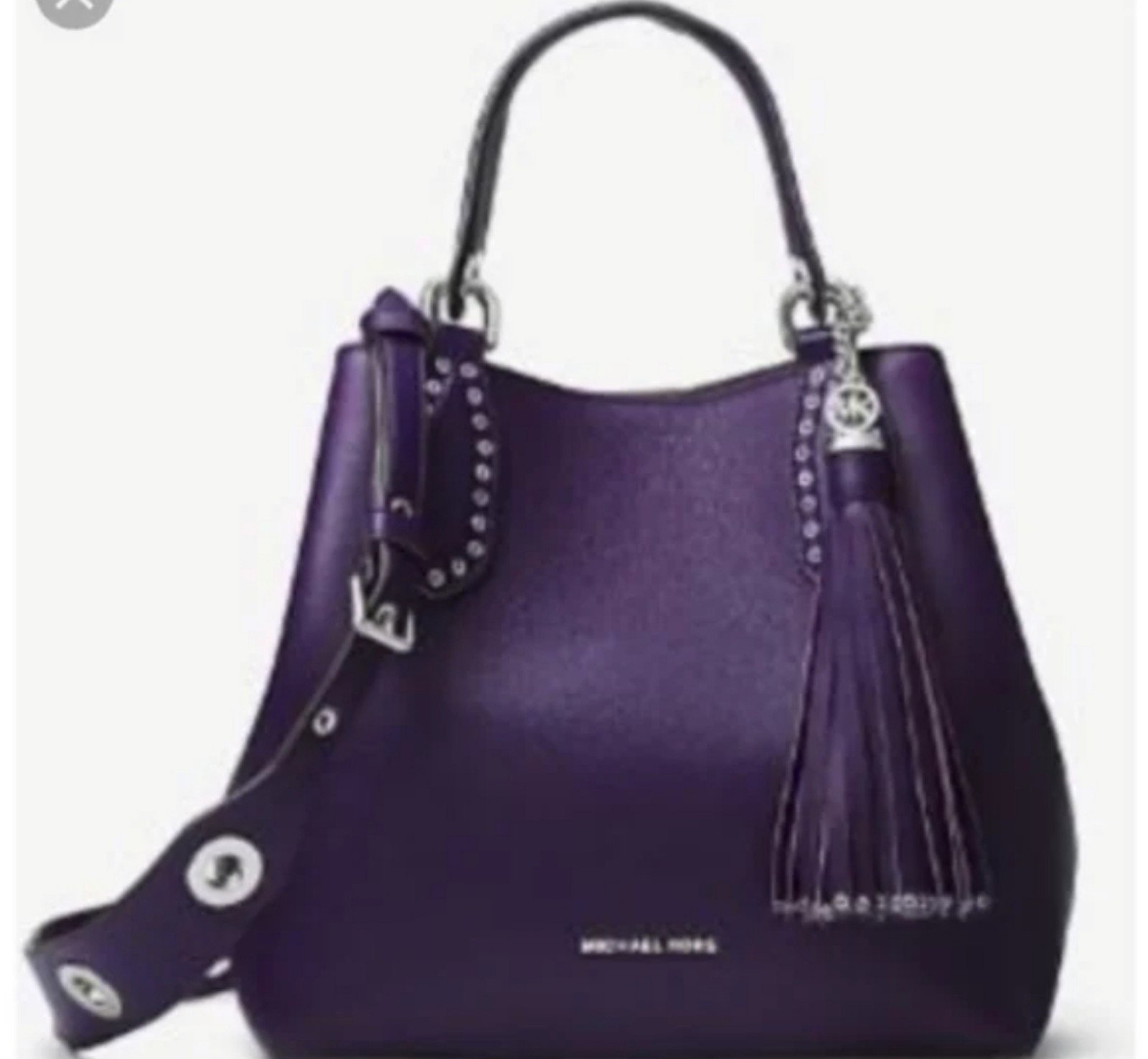 Michael Kors purple leather Brooklyn large shoulder bag