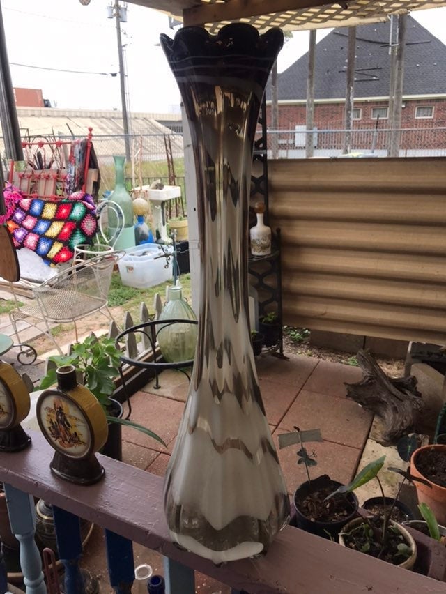 Huge Mid Century Stretch Glass Vase